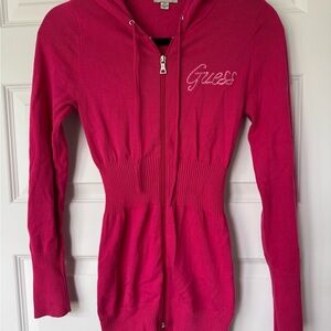 Guess Red Fitted Long Sleeve Hoodie